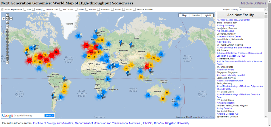 Omicsmaps - High Throughput Sequencing Locations