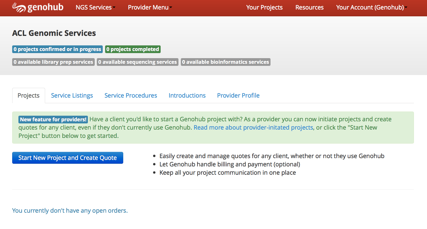 Genohub Project Dashboard